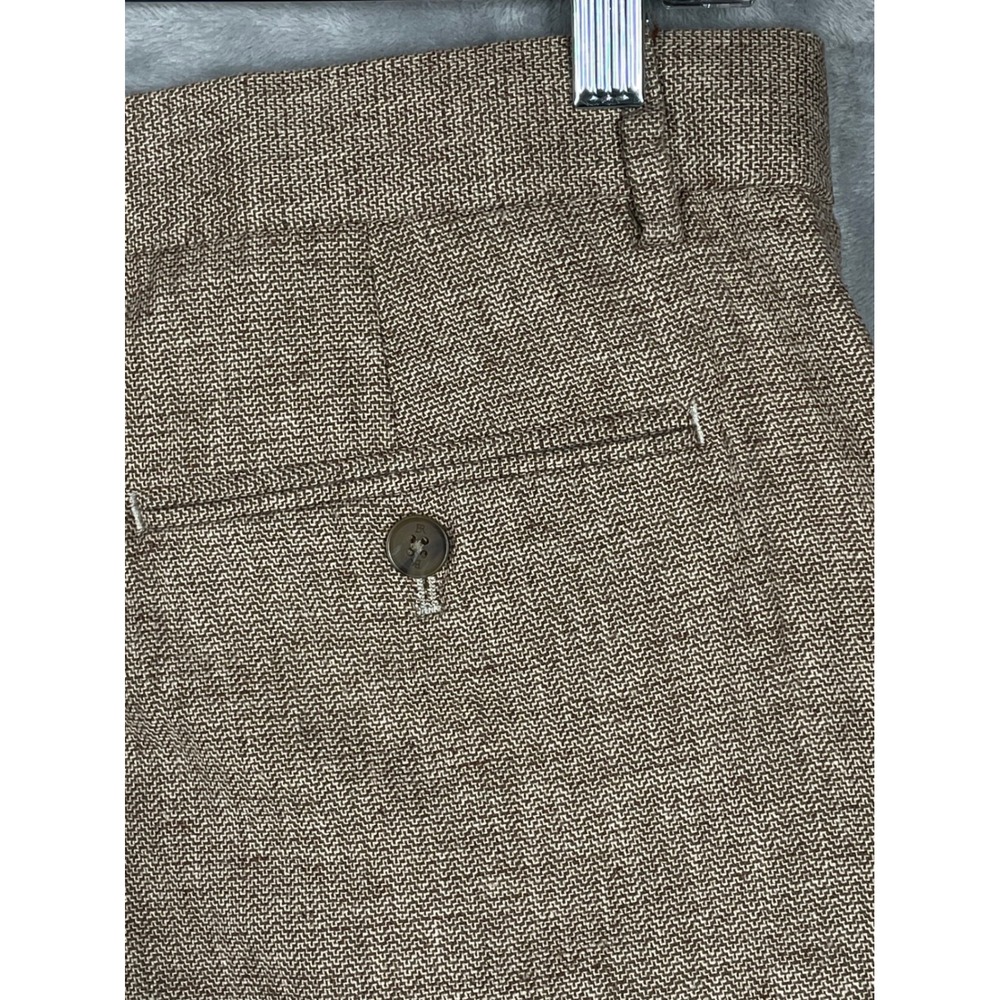 Banana Republic Mens 34x32 Tailored Linen-Blend Tapered Trousers Tan Brown 4616
